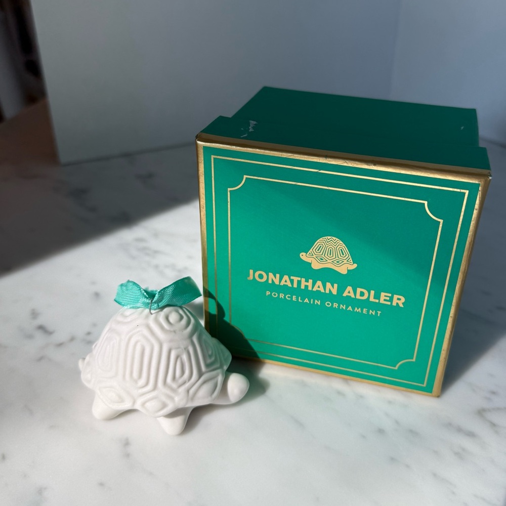Jonathan Adler Matte White Porcelain Turtle Christmas Ornament